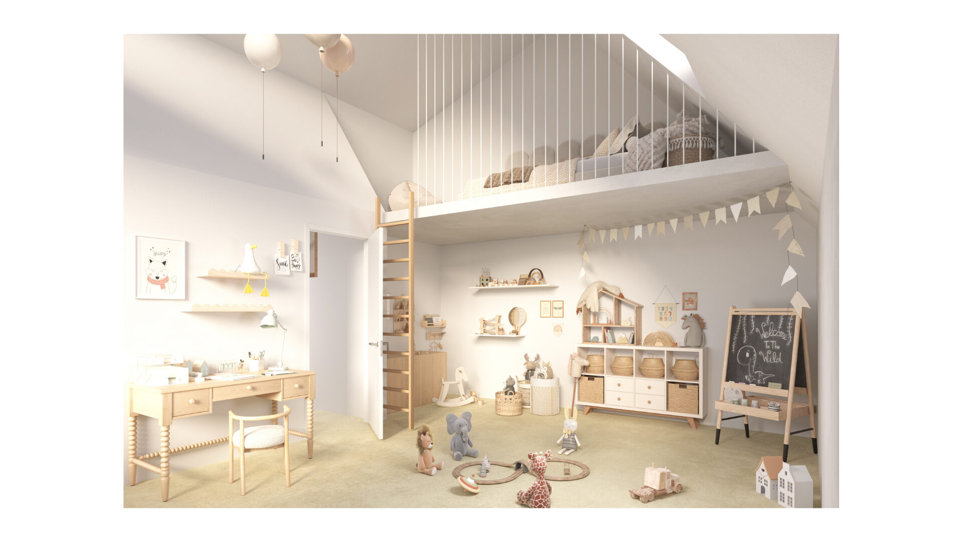 Kinderzimmer mit Schlafgalerie (Häuser A-F)